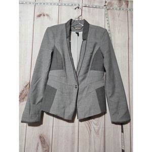 White House Black Market WHBM Gray Wool Blend Blazer Jacket Women Size 6